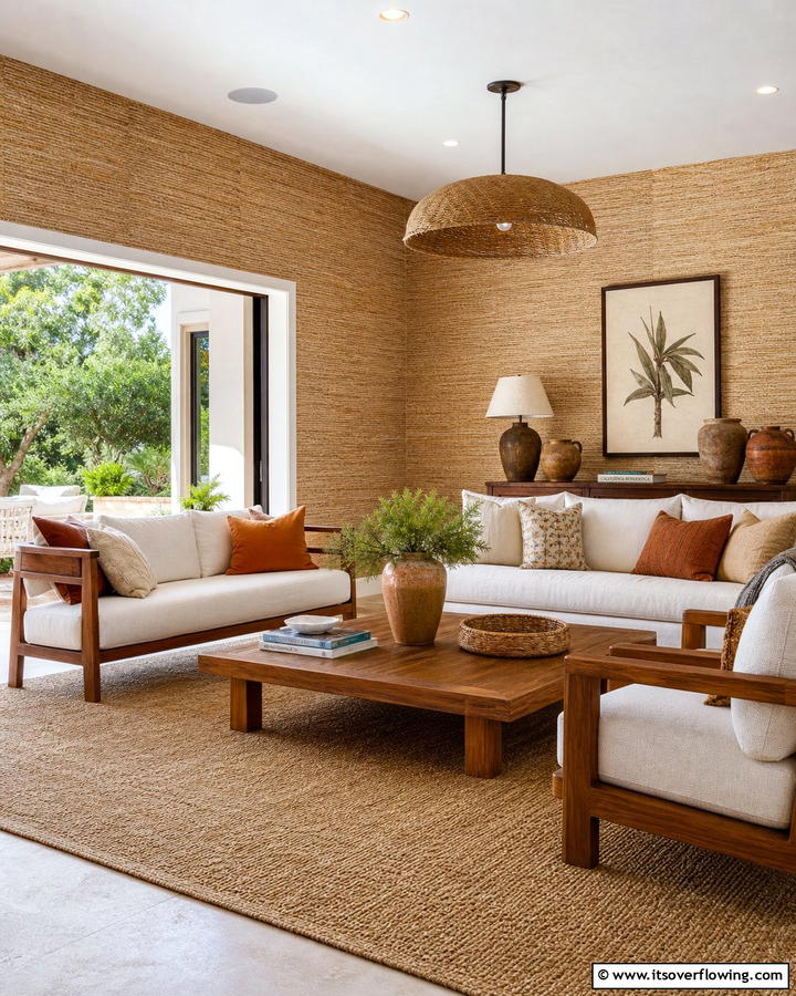Textured Grasscloth Looks - 21 Living Room Wallpaper Ideas to Refresh Your Decor