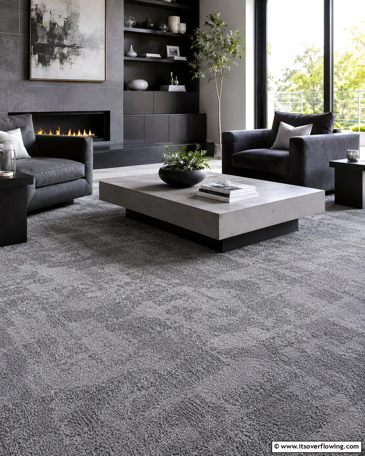 Textured Grey Carpet for Added Dimension - 30 Grey Carpet Living Room Ideas for Cozy Neutral Spaces