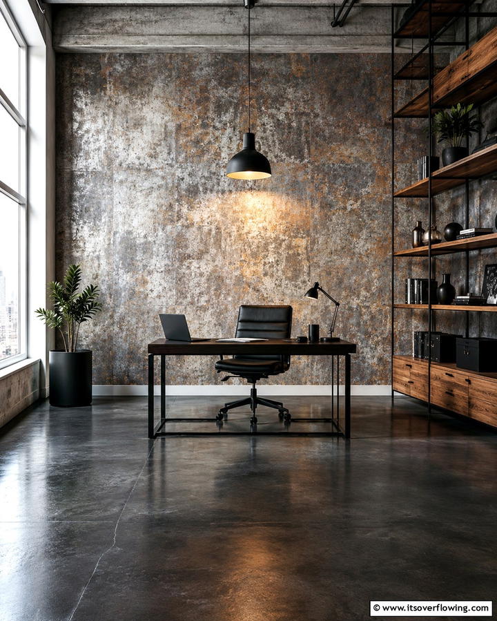 Textured Industrial Vibe - 30 Office Wallpaper Ideas for a Productive Workspace