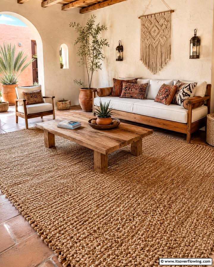 Textured Jute Rugs - 25 Desert Themed Room Ideas for a Warm and Inviting Space