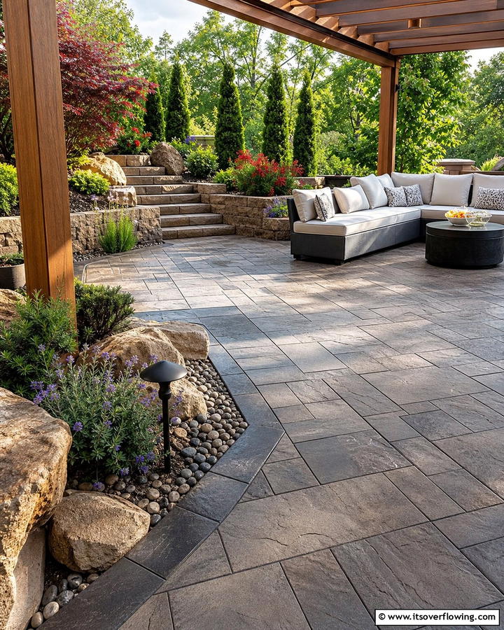 Textured Layers of Interest - 21 Stamped Concrete Patio Designs to Elevate Outdoor Spaces