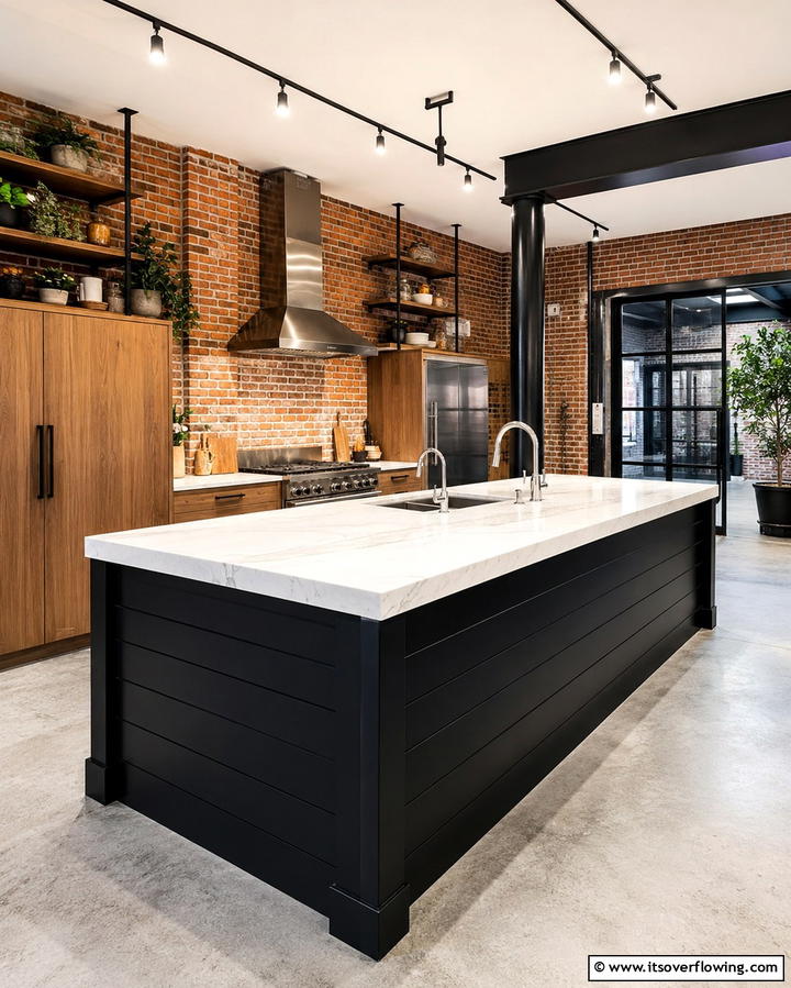 Textured Neutral Sophistication - 25 Shiplap Kitchen Island Ideas for a Farmhouse Feel