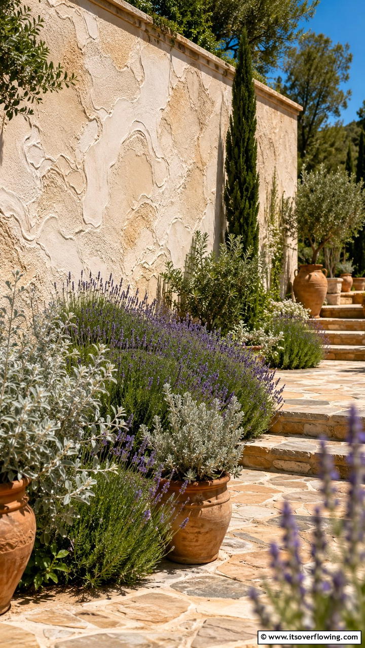 Textured Plaster Wall - 30 Garden Wall Ideas for Vertical Planting and Privacy Screens