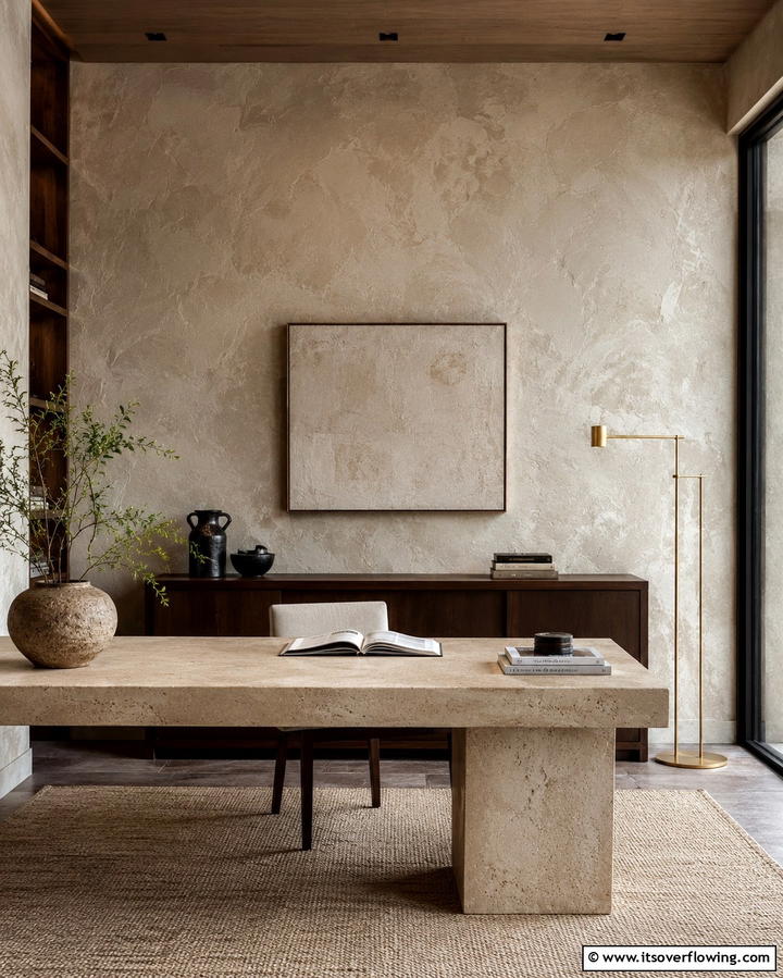 Textured Plaster Wall - 25 Creative Office Accent Wall Ideas to Inspire Your Space