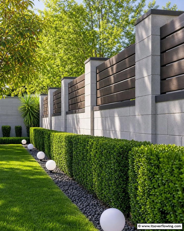 Textured Privacy Enclosure - 30 Creative Cinder Block Fence Designs for Outdoor Spaces