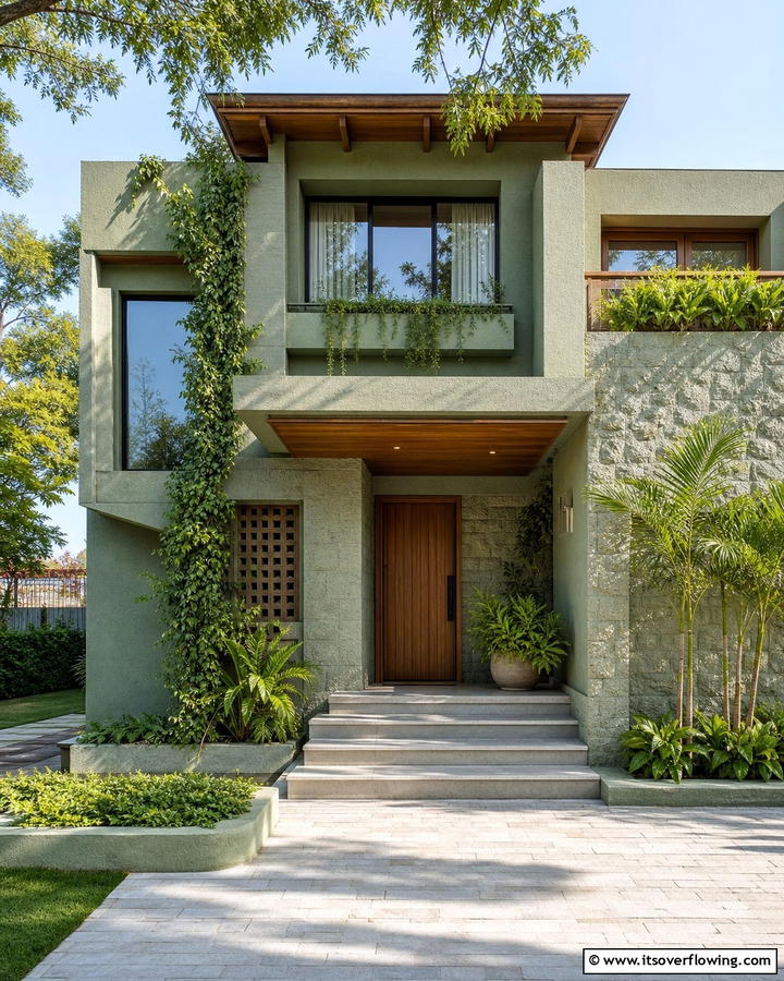 Textured Sage Finishes - 21 Sage Green Exterior Home Designs for Curb Appeal Refresh