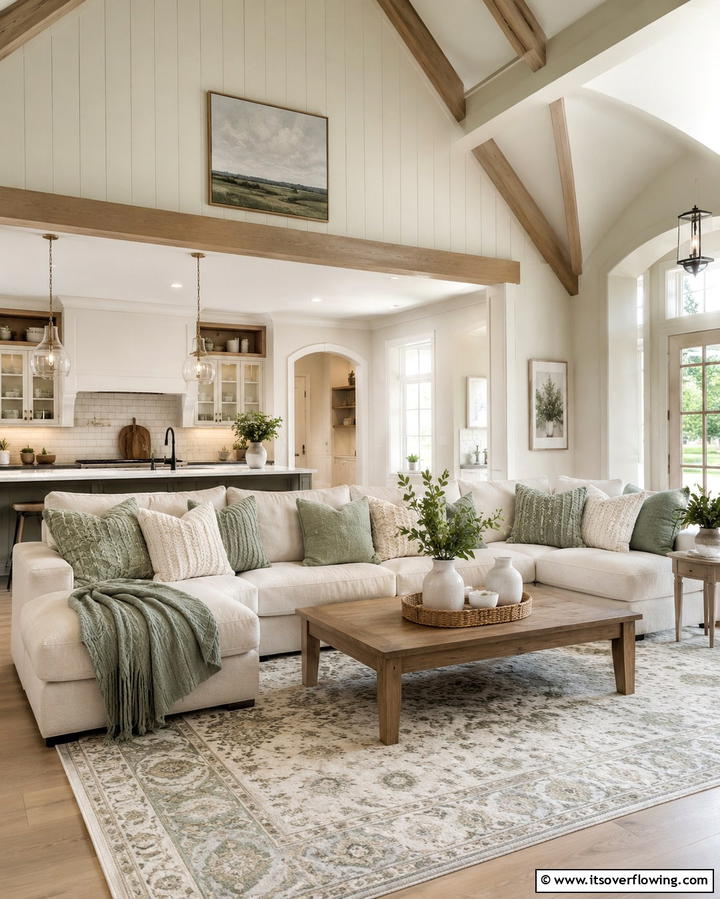 Textured Sage Green and Cream Throw Pillows - 25 Sage Green and Cream Living Room Ideas for Serenity