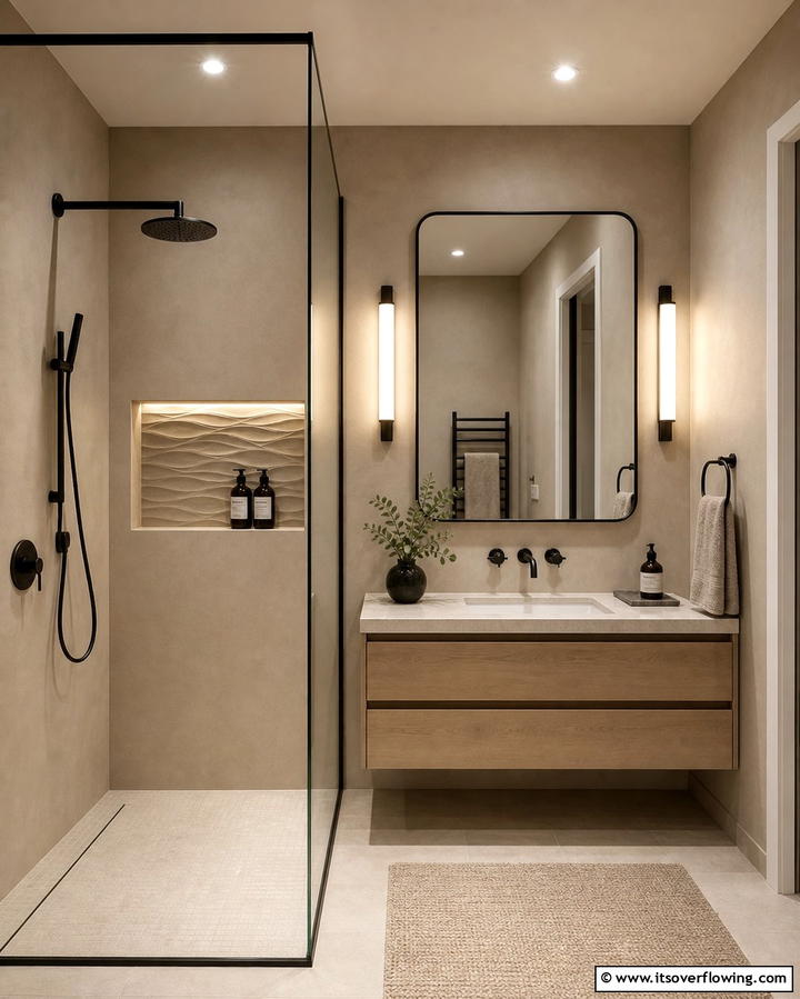Textured Shower Niche for Added Depth - 25 Shower Niche Ideas for a Functional Bathroom