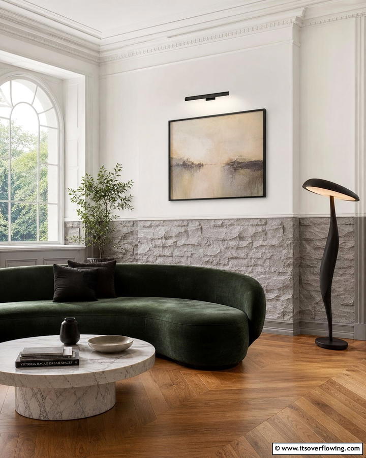 Textured Stone Appeal - 21 Half Wall Paneling Ideas for Modern Home Organizing