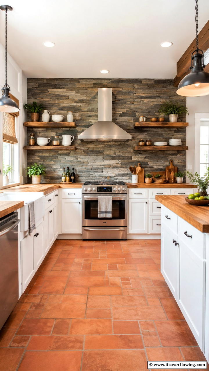 Textured Stone Panels - 21 White Cabinet Kitchen Backsplash Ideas for Contrast