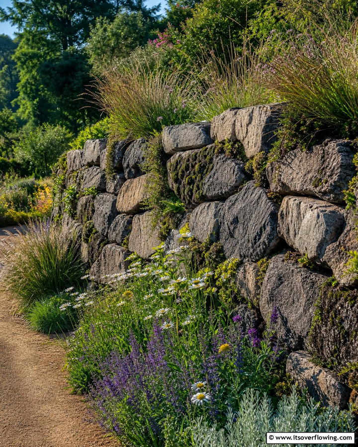 Textured Stone Retaining Wall - 20 Natural Rock Retaining Wall Ideas for a Stunning Yard