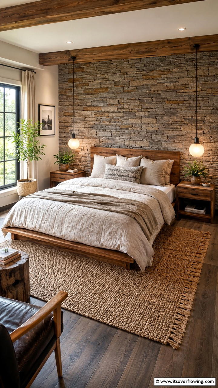 Textured Stone Wall - 30 Bedroom Accent Wall Ideas to Transform Your Space