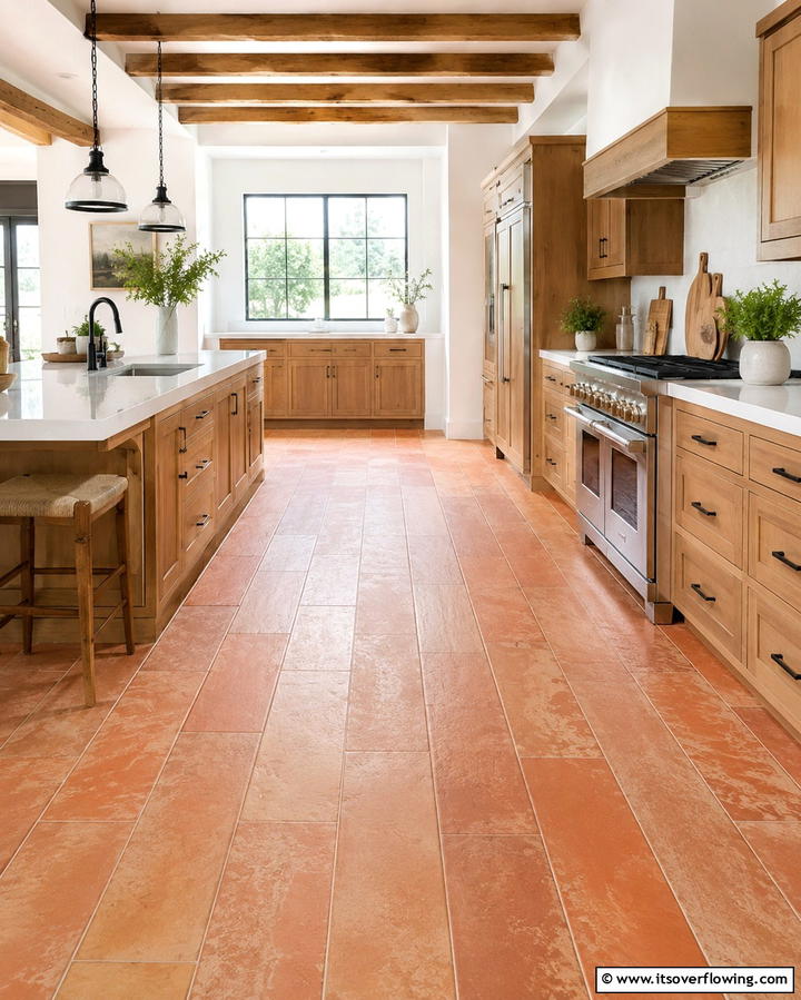 Textured Terracotta Surfaces - 25 Terracotta Kitchen Floor Ideas for a Rustic Charm