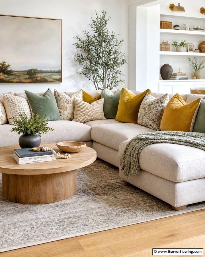 Textured Throw Pillows - 21 Cozy Living Room Ideas for Warm & Inviting Spaces