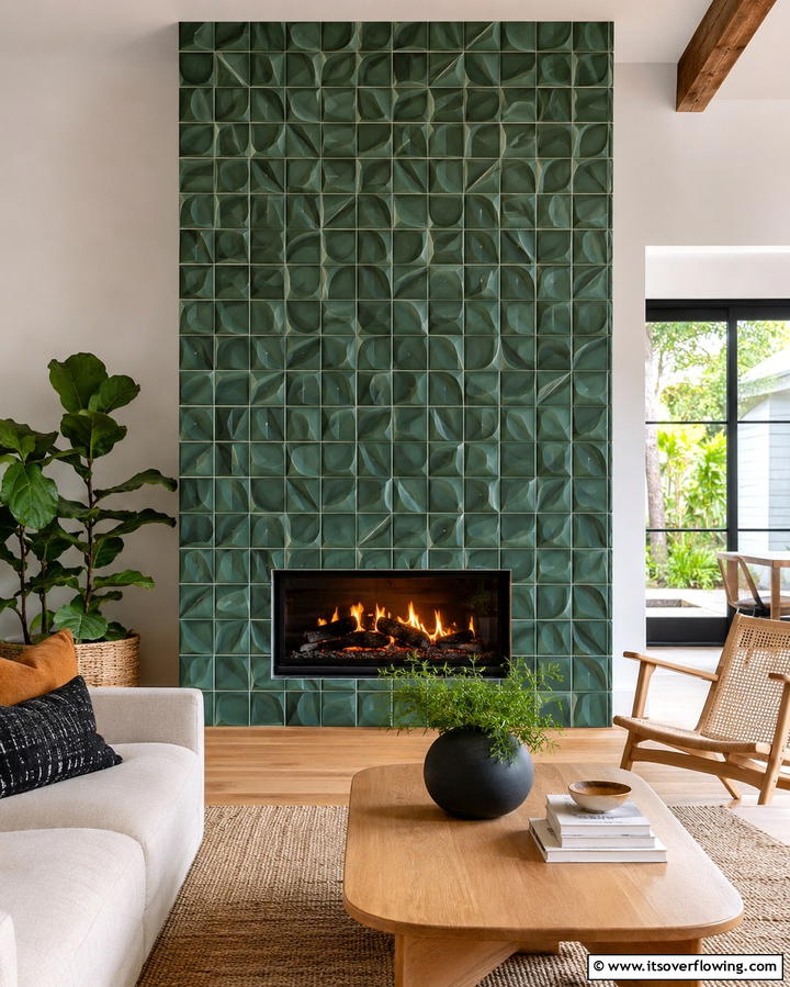 Textured Tile Fireplace Wall - 30 Fireplace Wall Ideas to Transform Your Living Space