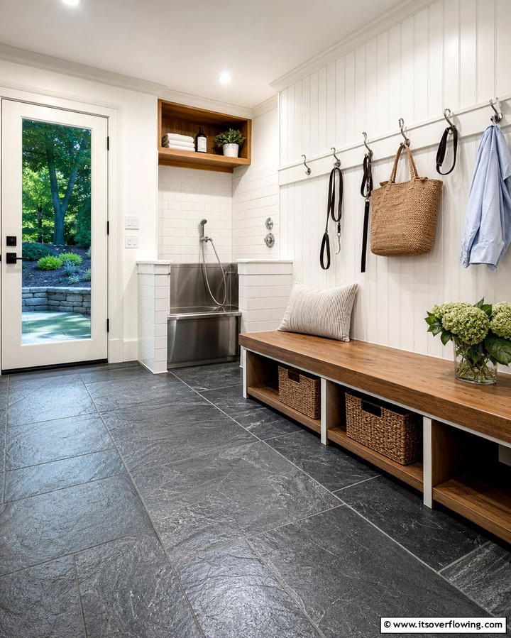 Textured Tiles for Added Grip - 25 Mudroom Tile Floor Ideas- Durable & Stylish Designs