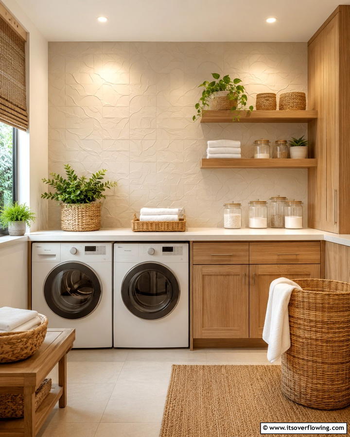 Textured Tiles for Depth and Dimension - 30 Laundry Room Tile Ideas for Durable Style Updates