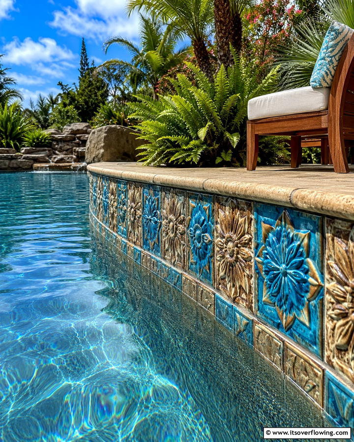 Textured Tiles - 20 Waterline Pool Tile Ideas for a Stunning Backyard Oasis