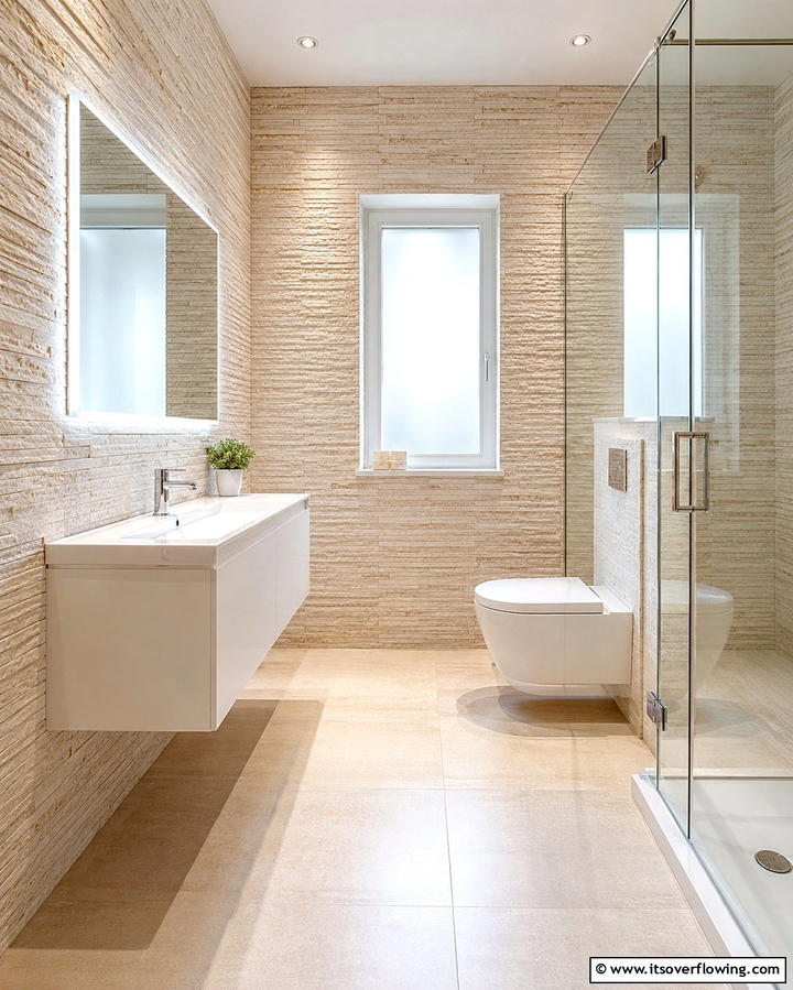 Textured Travertine Walls - 25 Travertine Tile Bathroom Ideas for Natural Beauty