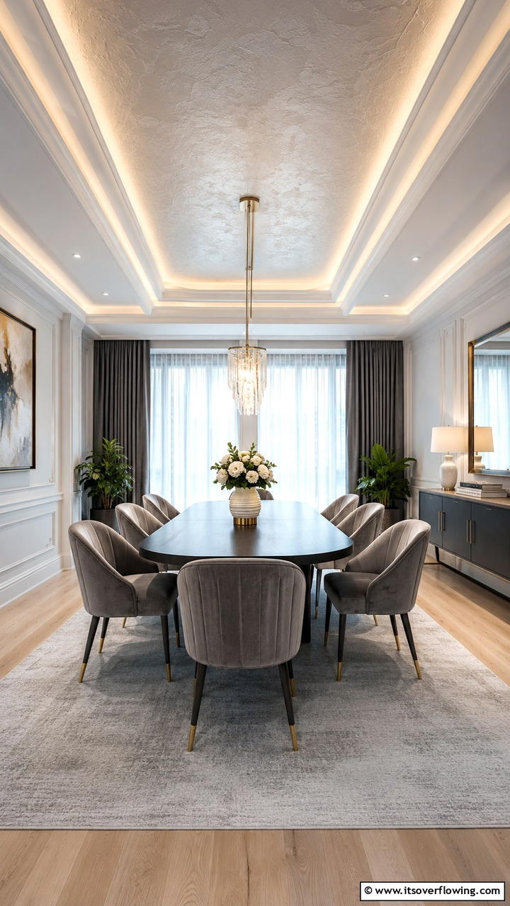 Textured Tray Ceiling - 30 Dining Room Ceiling Ideas to Elevate Your Space
