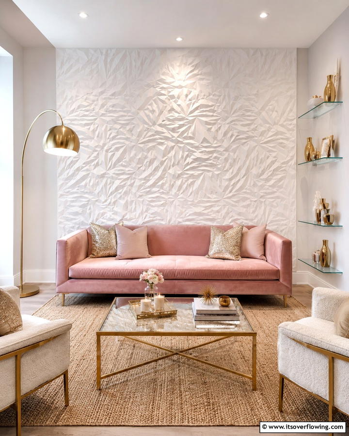 Textured Wall Finishes - 30 Glam Living Room Ideas for Luxurious Comfort