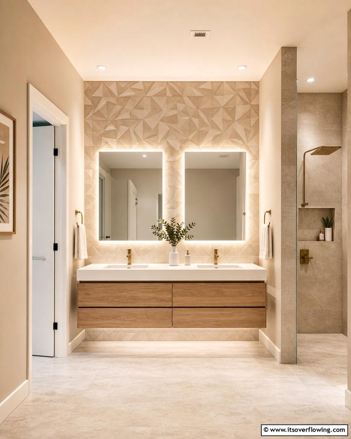 Textured Wall Finishes - 30 Jack and Jill Bathroom Ideas for Shared Spaces