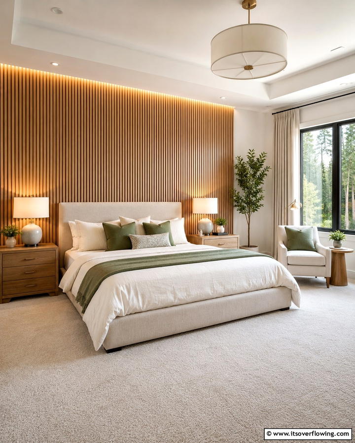 Textured Wall Panels - 30 Forest-Themed Bedroom Ideas for Nature-Inspired Retreats