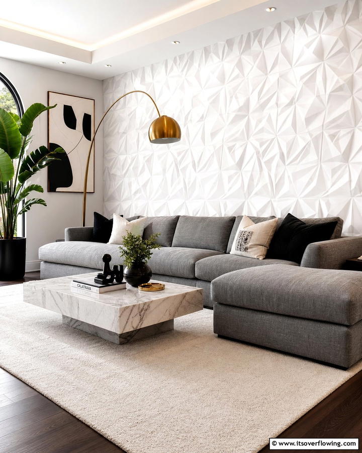 Textured Wall Panels - 30 Living Room Wall Decor Ideas to Elevate Your Space