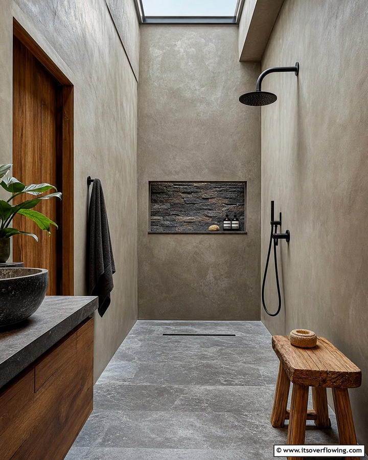 Textured Wall Shower Niche - 25 Shower Niche Ideas for a Functional Bathroom