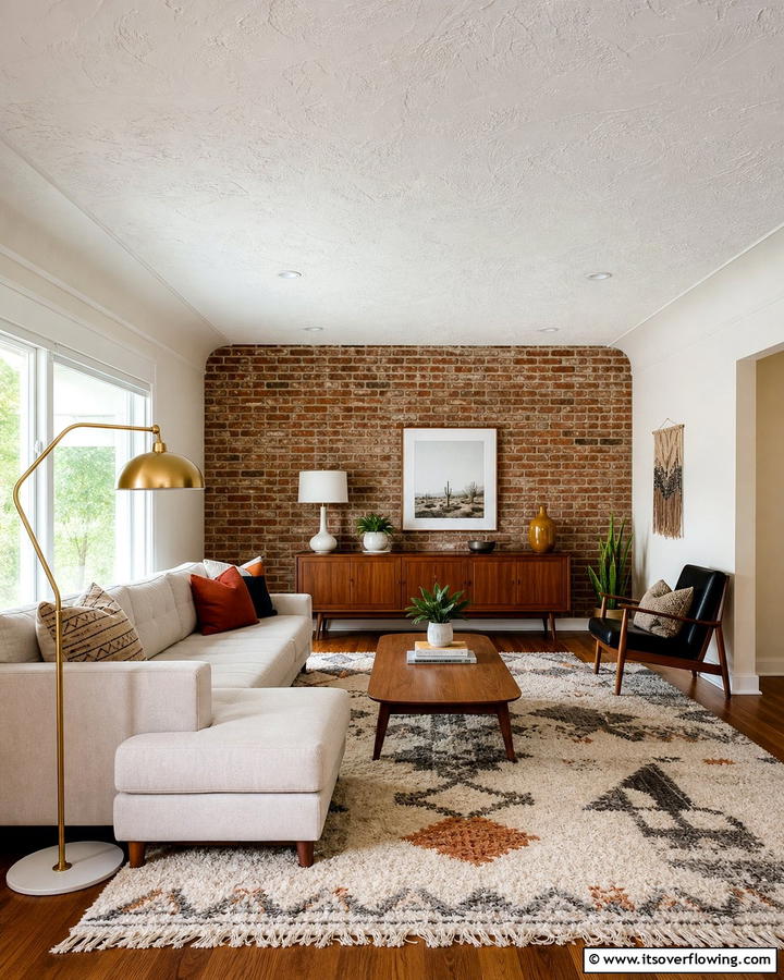 Textured Wall Treatments - 21 Mid-Century Modern Living Room Ideas- Timeless Style
