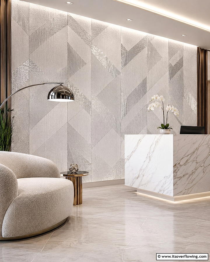Textured Wallpaper - 25 Creative Office Accent Wall Ideas to Inspire Your Space