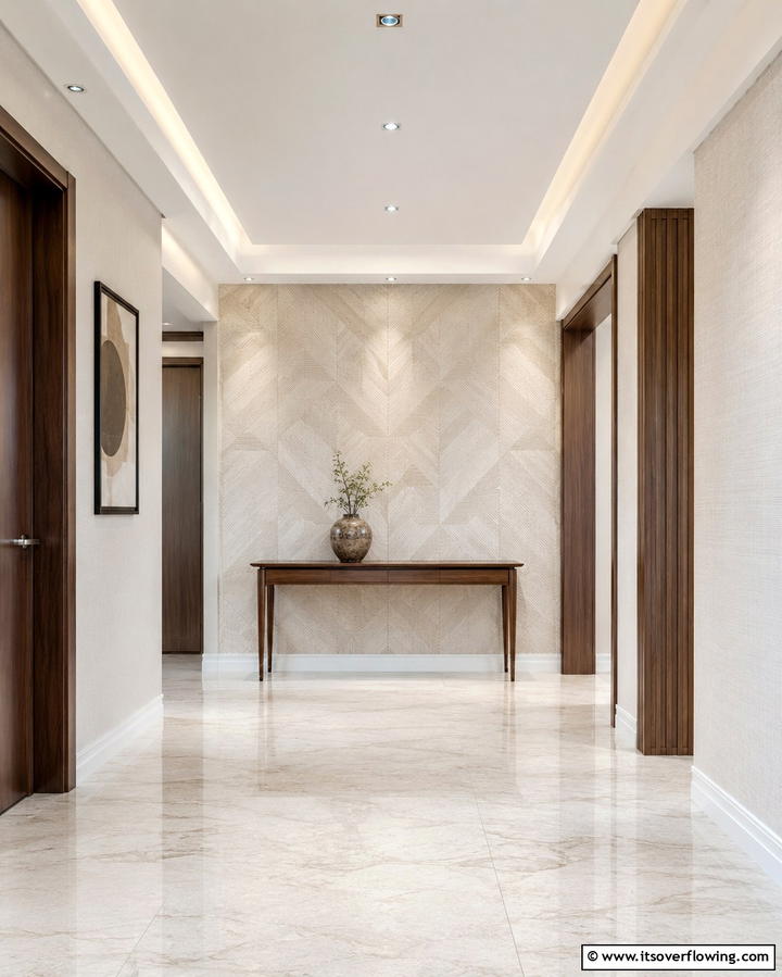 Textured Wallpaper - 30 Bohemian Hallway Decor Ideas for a Welcoming Entryway