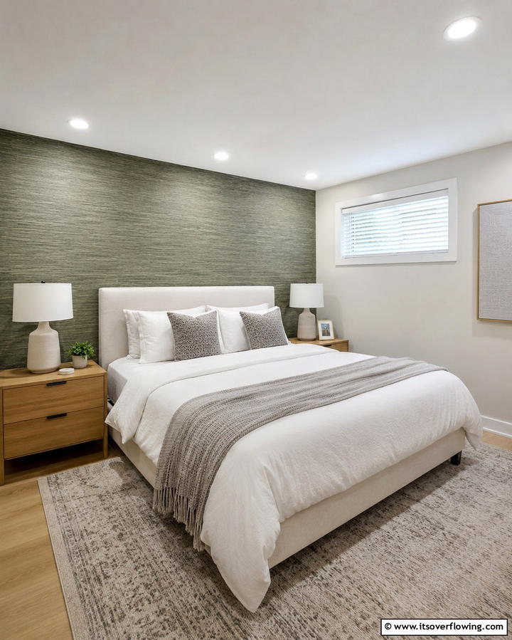 Textured Wallpaper Accent Wall - 30 Basement Wall Design Ideas to Transform Your Space