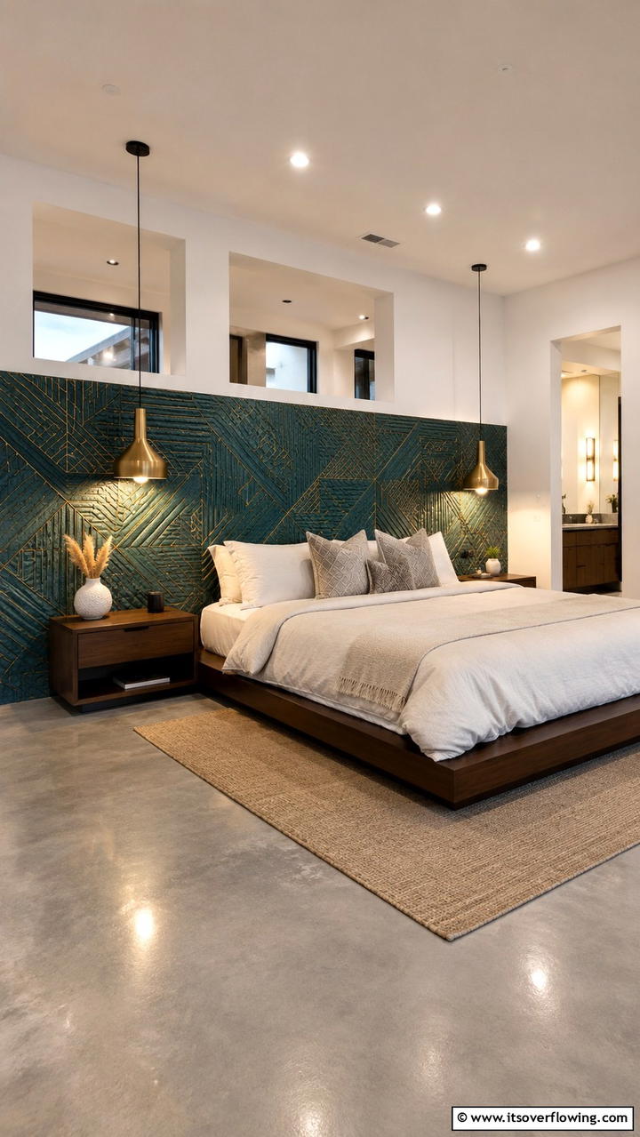 Textured Wallpaper Backdrop - 30 Half Wall Ideas- Modern Room Dividers & Design Tricks