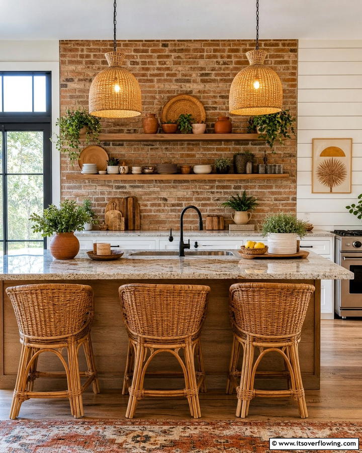 Textured Walls - 25 Boho Kitchen Ideas for a Cozy and Eclectic Vibe