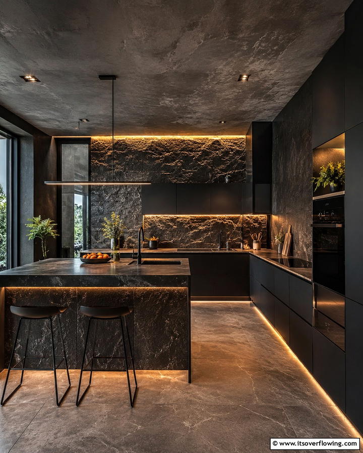 Textured Walls - 30 Gothic Kitchen Ideas for Dramatic Dark Aesthetic Spaces