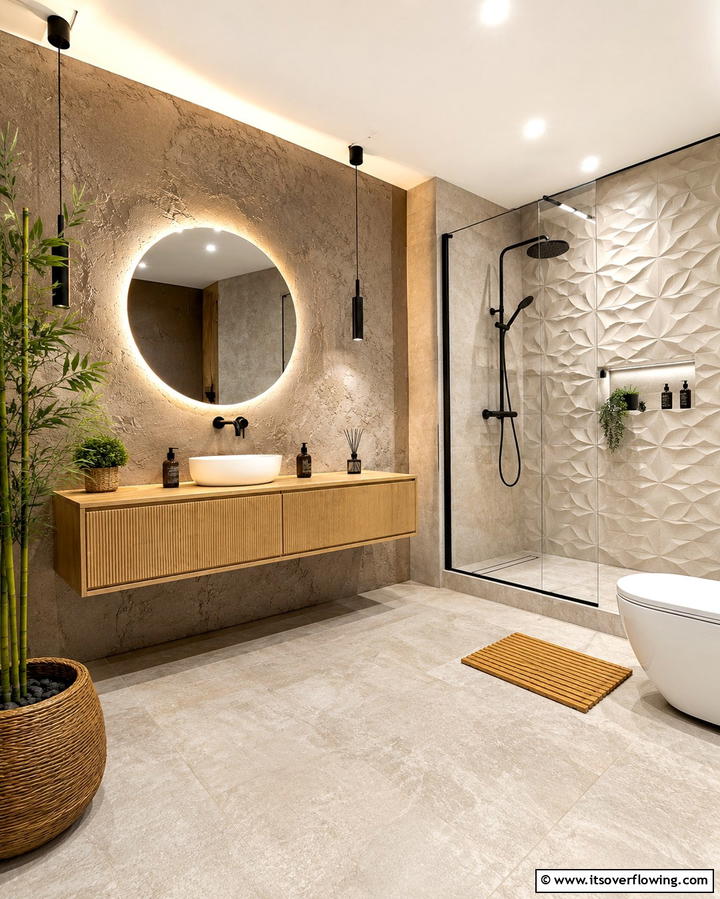 Textured Walls for Depth and Interest - 20 Zen Bathroom Ideas for a Relaxing Retreat