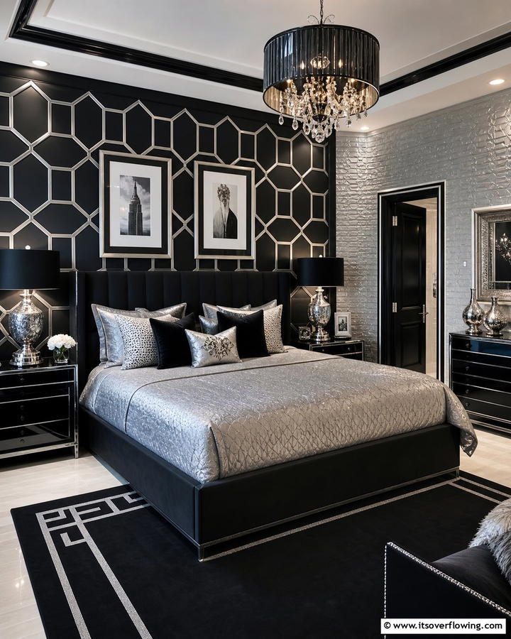 Textured Walls - 20 Black and Silver Bedroom Ideas for a Sleek Aesthetic