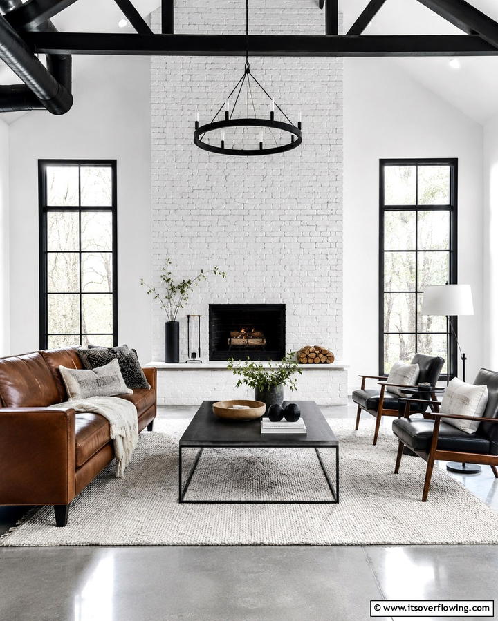 Textured White Brick - 25 White Fireplace Ideas to Warm Up Your Living Room