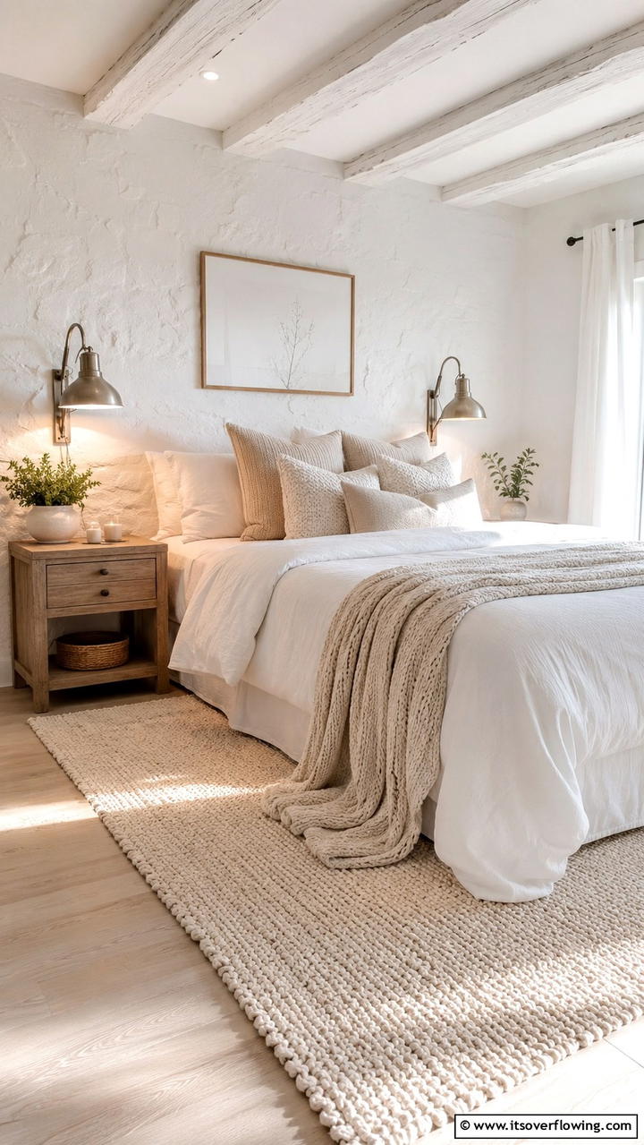 Textured White Layers - 21 Serene White Bedroom Ideas for a Calming Retreat