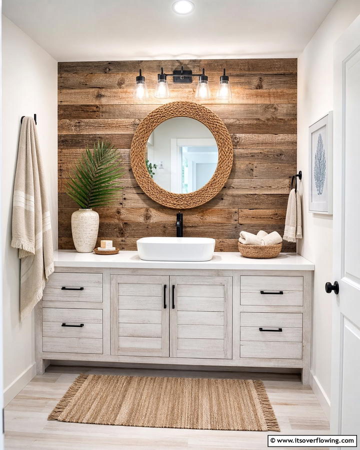 Textured Wood Finishes - 20 Wood Bathroom Vanity Ideas for a Warm Look