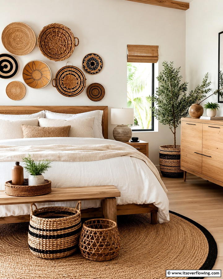 Textured Woven Baskets - 30 Moody Dark Boho Bedroom Decor Inspirations for Cozy Nights