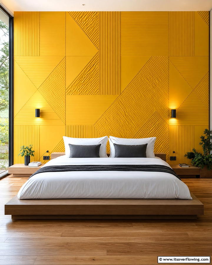 Textured Yellow Backdrops - 30 Yellow Bedroom Ideas to Brighten Your Sleep Space