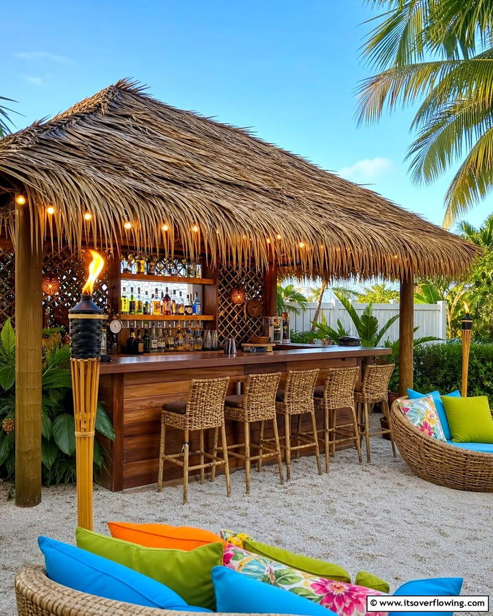 Thatch Roof for Tropical Ambiance - 20 Tiki Bar Ideas for a Tropical Backyard Oasis