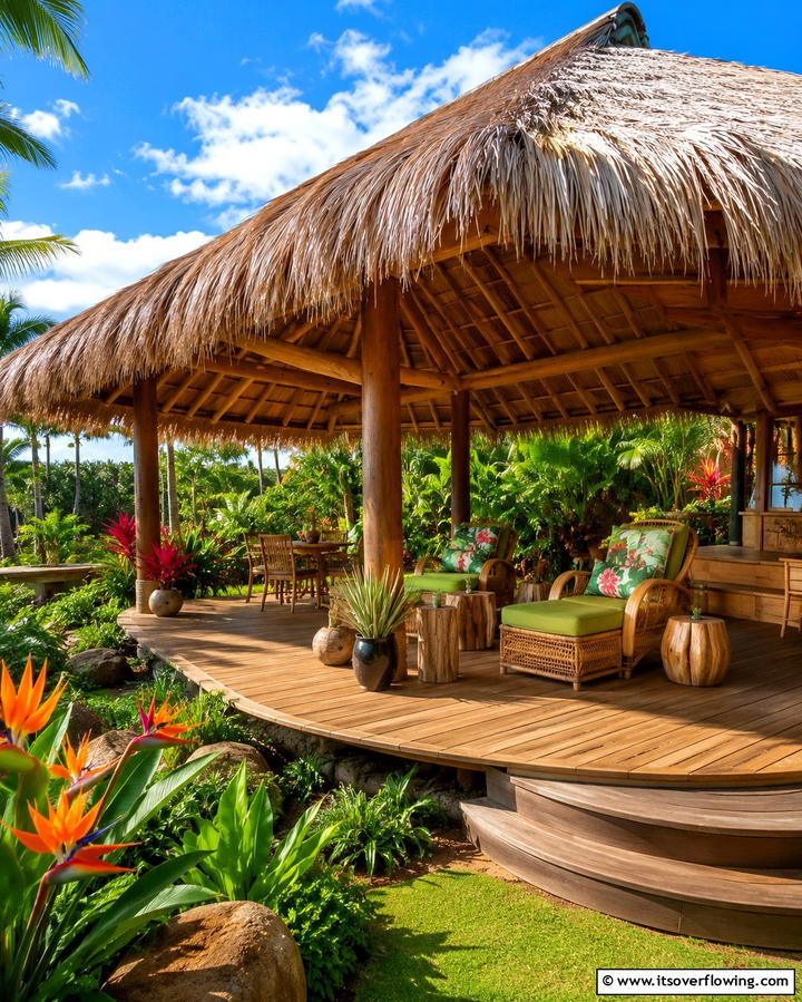 Thatched Roof Deck Cover - 25 Covered Deck Ideas for Year-Round Outdoor Living