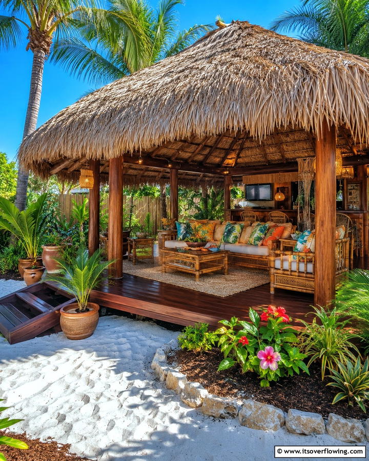 Thatched Roof for Tropical Vibes - 25 Covered Deck Ideas for Year-Round Outdoor Living