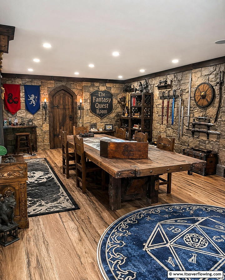 The Fantasy Quest Room - 30 Fun Basement Game Room Ideas for Family Entertainment