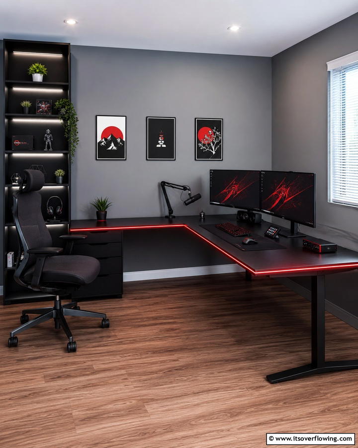 Thematic RGB Lighting - 25 Red and Black Gaming Setup Ideas for a Stylish Space