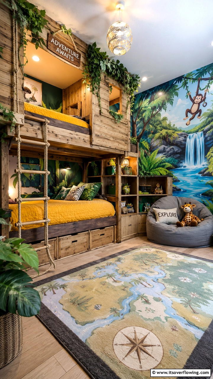 Themed Adventure Bunk Room for Kids - 30 Bunk Room Ideas for Fun and Functional Kids’ Spaces