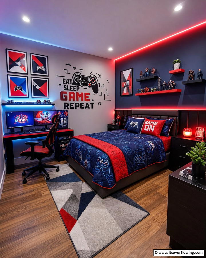 Themed Decor Elements - 21 Gaming Bedroom Ideas for an Immersive Entertainment Setup